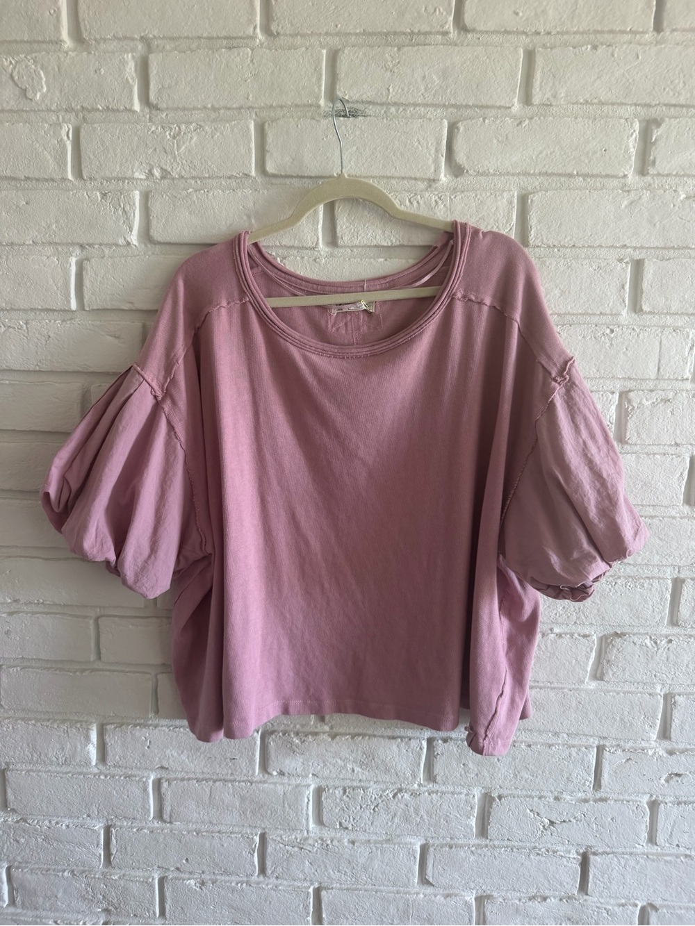 Free People Puff-Sleeve Tee - Dusty Rose